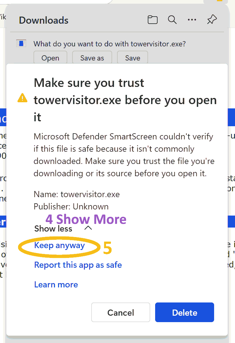 Image of Security Warning Screen