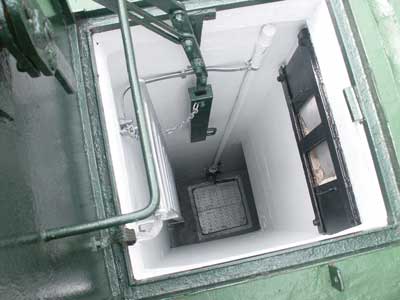 Looking down ladder